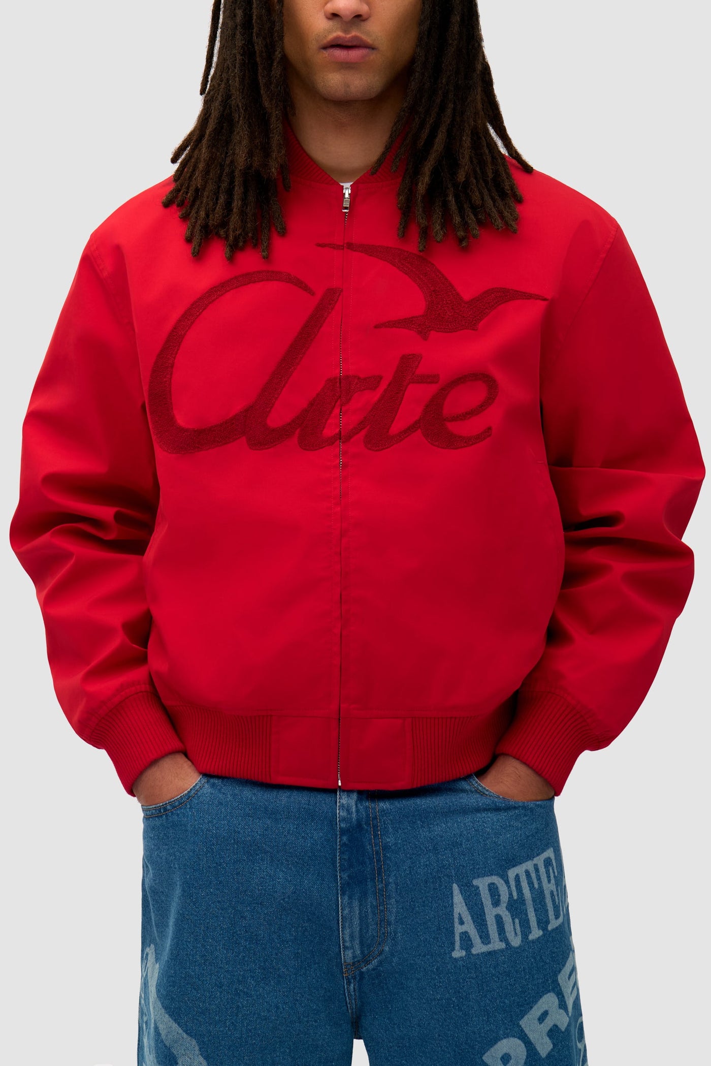 Logo Bird Bomber Jacket - Red